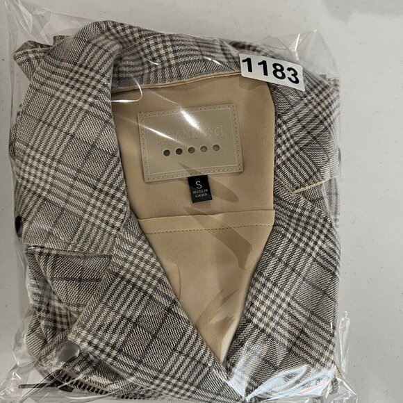 BlankNYC S Windowpane Plaid Moto Jacket Asymmetrical Zip Pockets Faux Suede Chic - Picture 16 of 16